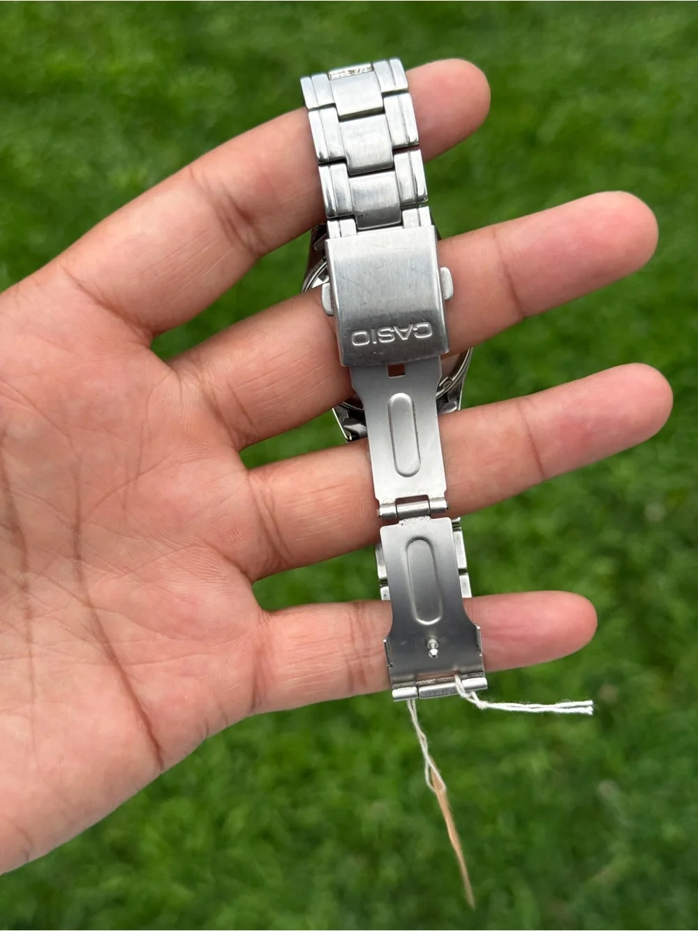 Casio 1990s Silver Men’s Stainless Steel Watch with White Dial date Watch Japan